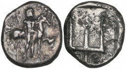 Crete, Rhaukos, stater, c. 300-270 BC, Poseidon standing beside horse, rev., trident head, 11.21g (Le Rider pl. XXVI, 18, same dies; Svoronos pl. XXIX...