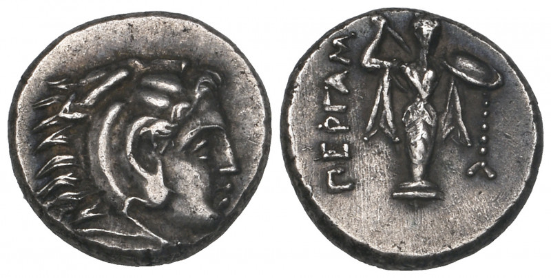 Mysia, Pergamon, diobol, c. 3oo BC, head of Herakles in lion-skin headdress, rev...