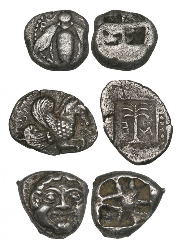 Mysia, Parion, drachm, 5th century BC, gorgoneion, rev., cruciform pattern, 3.58...