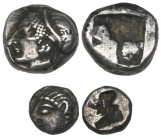 Ionia, attributed to Phokaia, trihemiobol, c. 625-522 BC, female head left wearing sakkos, rev., incuse punch, 1.30g (Rosen 596-7), very fine; Uncerta...