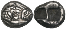 Lydia, under Persian rule, silver half stater, c. 546-510 BC, foreparts of lion and bull face to face, rev., two incuse punches, 5.34g (Rosen 664), de...