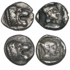 Karia, Knidos, trihemiobols (2), c. 530-520 BC, lion’s head right, rev., head of Aphrodite right, 1.82g, 1.46g (cf. Cahn 17), fine to very fine (2) Ex...