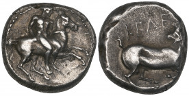 Cilicia, Kelenderis, stater, c. 410-375 BC, nude rider seated sideways galloping right, holding reins and whip, rev., goat kneeling right with head lo...