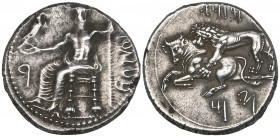 Cilicia, Tarsus, Mazaeus (361-344 BC) stater, Baal of Tarsus seated left, head facing, holding eagle and sceptre, to left, Aramaic W, to right, B'LTRZ...
