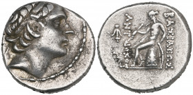 Seleucid Empire, Antiochus III (222-187 BC), tetradrachm, Antioch, c. 204-197 BC, diademed head right, rev., Apollo seated left on omphalos, holding a...