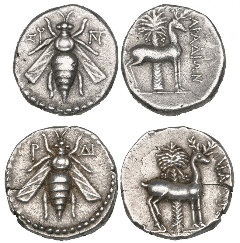 Phoenicia, Arados, drachms (2), 2nd century BC, bee, rev., stag; one dated 162-1...