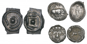 Ancient British, Cantii, potin issue, with abstract head and bull, 1.12g (ABC 174), extremely fine; Regni/Atrebates, Tincomarus, silver unit, Cernunno...