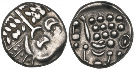 Ancient British, Durotriges, silver stater, abstract wreathed head, rev., horse left, twelve pellets above, 4.99g (ABC 2157; S. 365), good very fine
...