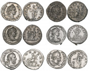 Macrinus (217-218), denarius, laureate bust right, rev., Annona seated left, about extremely fine; together with denarii of Septimius Severus (1) and ...