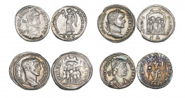 Diocletian (284-305), argenteus, unclear mint, rev., tetrarchs sacrificing before camp, weak reverse, very fine; Galerius as Caesar, argenteus, Heracl...