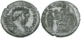 Carausius (286-293), antoninianus, Colchester, radiate bust right, rev., ROMAE AETERNAE, Roma seated left presenting Victory to Carausius; in ex., CXX...