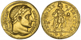 Constantine I, the Great (307-337), solidus, Rome, 312, CONSTANT-INVS P F AVG, laureate head right, rev., PRINCIPI IV-V-ENTVTIS, prince standing right...