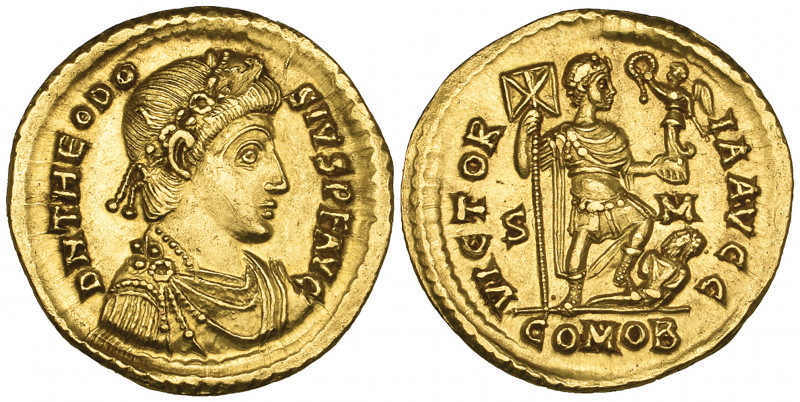 Theodosius I (379-395), solidus, Sirmium, 395, D N THEODO-SIVS PF AVG, diademed,...