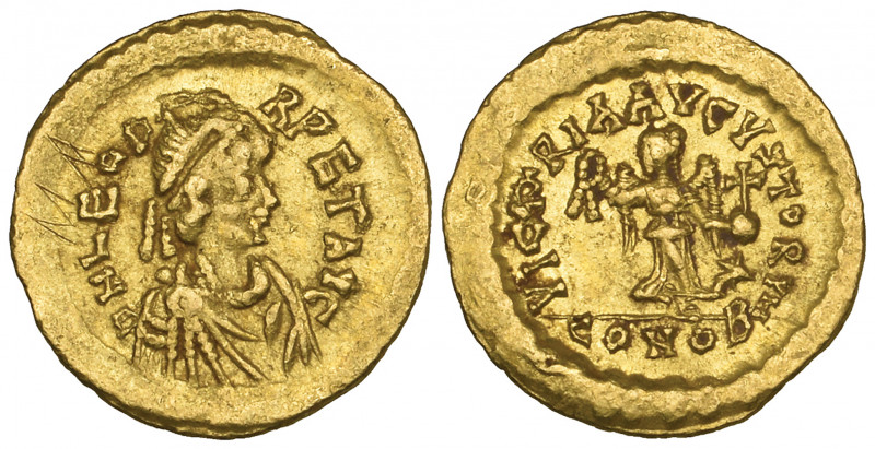 Leo I (457-474), tremissis, Constantinople, 462-466, diademed, draped and cuiras...