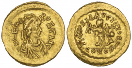 Leo I (457-474), tremissis, Constantinople, 462-466, diademed, draped and cuirassed bust right, rev., VICTORIA AVGVSTORVM, Victory advancing right hol...