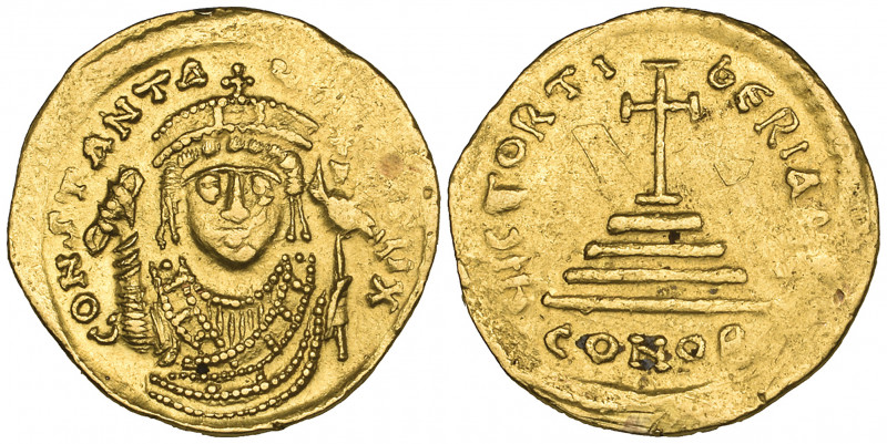 Tiberius II Constantine (578-582), solidus, Constantinople, 579, facing bust wea...
