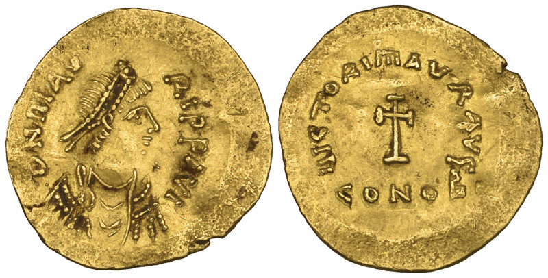 Maurice Tiberius (582-602), tremissis, Constantinople, diademed bust right, rev....