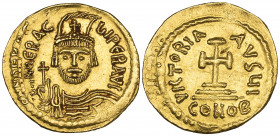 Heraclius (610-641), solidus, Constantinople, facing bust holding globus cruciger, rev., cross potent on two steps; officina I; in ex., CONOB, 4,36g (...