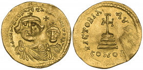 Heraclius (610-641), solidus, Constantinople, facing busts of Heraclius and Heraclius Constantine, rev., cross potent on three steps, 4.44g (DO 13; S....