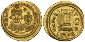Heraclius (610-641), solidus, uncertain eastern mint, facing busts of Heraclius and Heraclius Constantine, above, cross, beneath, exergual line, rev.,...