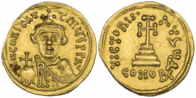 Constans II (641-668), solidus, Constantinople, facing bust holding globus cruciger, rev., cross potent on three steps; officina Δ; in ex., CONOBC, 4,...