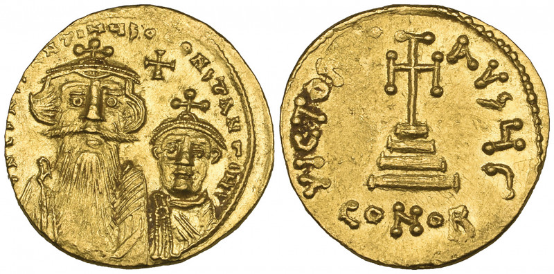 Constans II (641-668), solidus, Constantinople, facing busts of Constans II and ...
