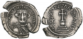 Constans II (641-668), hexagram, Constantinople, facing bust holding globus cruciger, rev., cross potent on globe and three steps; 5.56g (DO 50; S. 99...