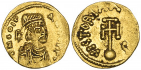 Constantine IV, Pogonatus (668-685), semissis, Constantinople, diademed bust right, rev., cross potent on globe; 2.20g (DO 16; S. 1161; MIB 15), extre...