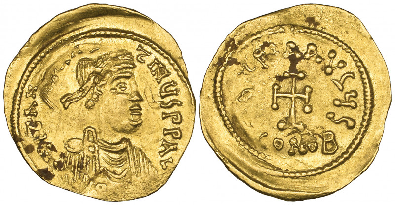 Constantine IV, Pogonatus (668-685), tremissis, Constantinople, diademed bust ri...
