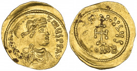 Constantine IV, Pogonatus (668-685), tremissis, Constantinople, diademed bust right, rev., cross potent; 1.41g (DO 17; S. 1162; MIB 16), good very fin...