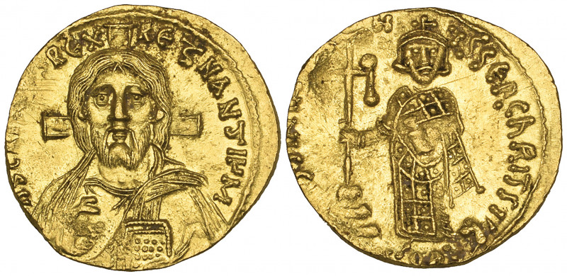 Justinian II, First Reign (685-695), solidus, Constantinople, facing bust of Chr...