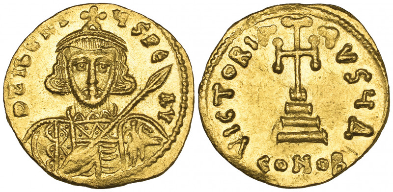 Tiberius III (698-705), solidus, Constantinople, bust facing holding spear and s...