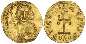 Anastasius II, Artemius (713-715), tremissis, Constantinople, bust facing holding globus cruciger and akakia, rev., cross potent; in ex., CONOB, 1.44g...