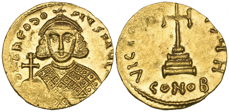 Theodosius III of Adramytium (715-717), solidus, Constantinople, bust facing hol...