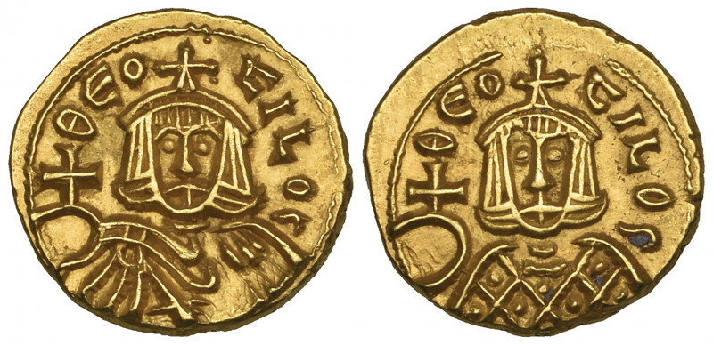 Theophilus (829-842), semissis, Syracuse, bust facing holding globus cruciger, w...