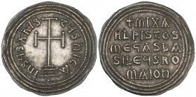 Michael III the Drunkard (842-867), miliaresion, Constantinople, cross potent on three steps, beneath pellet; triple border, rev., inscription in five...
