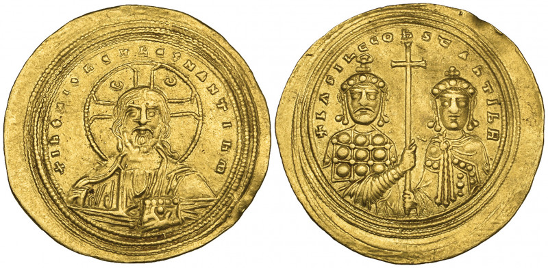 Basil II, Bulgaroktonos (976-1025), histamenon, Constantinople, facing bust of C...