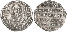 Constantine IX, Monomachus (1042-1055), 2/3 miliaresion, Constantinople, H BΛAXEP-NITICA, facing bust of the Virgin orans, rev., inscription in five l...
