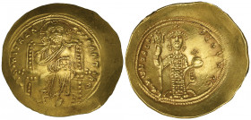 Constantine X, Ducas (1059-1067), histamenon, Constantinople, Christ enthroned facing, rev., Constantine standing facing, holding labarum and globus c...