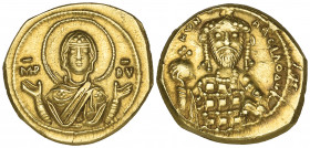 Constantine X, Ducas (1059-1067), tetarteron, Constantinople, facing bust of the Virgin orans, rev., facing bust of Constantine holding globus crucige...