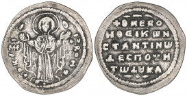 Constantine X, Ducas (1059-1067), 2/3 miliaresion, Constantinople, Virgin orans facing, rev., inscription in five lines, +ΘΚΕ RO / HΘEI KⲰN / CTANTINⲰ...