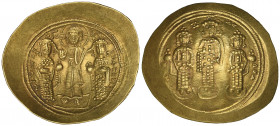 Romanus IV, Diogenes (1068-1071), histamenon, Constantinople, Christ standing facing, crowning Romanus on his left and Eudocia on his right, rev., fig...