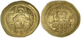 Michael VII, Ducas (1071-1078), histamenon, Constantinople, Christ enthroned facing, rev., facing bust of Michael holding labarum and globus cruciger;...