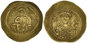 Michael VII, Ducas (1071-1078), histamenon, Constantinople, Christ enthroned facing, rev., facing bust of Michael holding labarum and globus cruciger;...