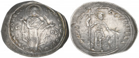 Michael VII, Ducas (1071-1078), miliaresion, Constantinople, Virgin orans facing, rev., Michael standing facing, holding long cross and sword; double ...