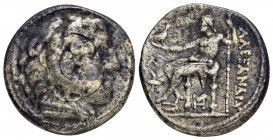 KINGS of MACEDON. Alexander III.(336-323).Amphipolis.Tetradrachm. 

Obv : Head of Herakles right, wearing lion skin.

Rev : AΛEΞANΔPOY.
Zeus seated le...