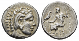 KINGS of MACEDON.Alexander III.(336-323 BC).Lampsakos.Drachm. 

Obv : Head of Herakles right, wearing lion skin.

Rev : AΛΕΞΑΝΔΡΟΥ.
Zeus seated left w...