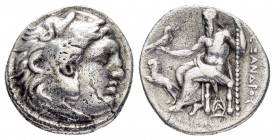 KINGS of MACEDON.Alexander III.(336-323 BC).Magnesia ad Maeandrum.Drachm.

Obv : Head of Herakles right, wearing lion skin.

Rev : AΛΕΞΑΝΔΡΟΥ.
Zeus se...