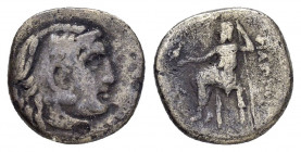 KINGS of MACEDON. Philipp III.(323 - 317).Drachm.

Obv : Head of Herakles right, wearing lion skin.

Rev : ΦIΛIΠΠOY.
Zeus Aëtophoros seated left; mono...
