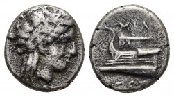 BITHYNIA.Kios.(Circa 345-315 BC).Hemidrachm.

Obv: Laureate head of Apollo right.

Rev: Prow of galley left, decorated with star.

Condition : Very fi...